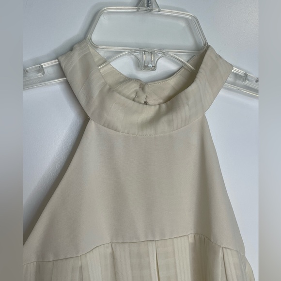 BCBG Generation Cream Halter Pleated Swing Mini Dress with Satin Collar, sz S - Picture 2 of 10